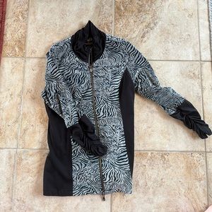 Fleece and Polyester Pattern Zip-Up Jacket